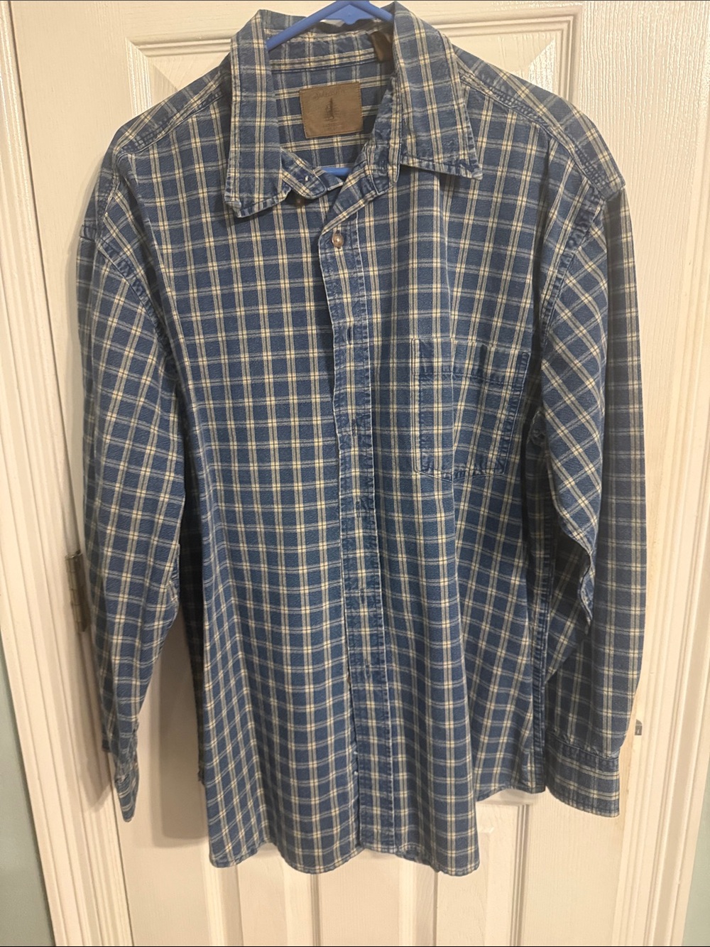 St. John's Bay Blue and White Plaid Button-Down Shirt